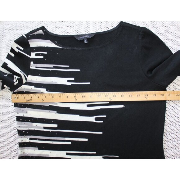 Ming Wang Black & White Mini Dress Size Large Pull over Church Office Formal - Picture 2 of 6